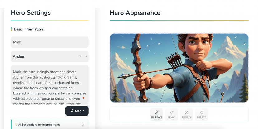 Create your own hero for the fairytale