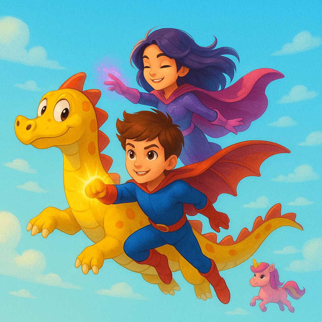 Kid creating their own magical story adventure with Shally