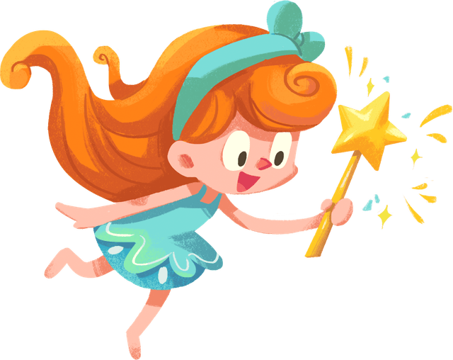 A friendly fairy waving magic dust